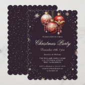Dark Purple Gold Red Ornaments Christmas Party Kaart (Voorkant / Achterkant)