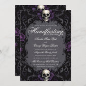 Dark Purple Gothic Boho Floral Skull Handfasting Kaart (Voorkant / Achterkant)