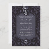 Dark Purple Gothic Boho Floral Skull Wedding Kaart (Voorkant)