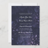 Dark Purple Gothic Boho Floral Wedding Kaart (Voorkant)
