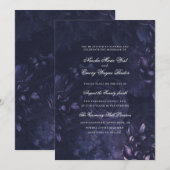 Dark Purple Gothic Boho Floral Wedding Kaart (Voorkant / Achterkant)