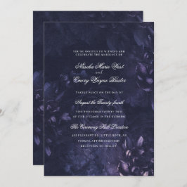 Dark Purple Gothic Boho Floral Wedding Kaart