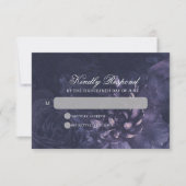 Dark Purple Gothic Boho Floral Wedding RSVP Kaartje (Voorkant)
