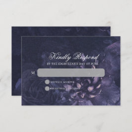 Dark Purple Gothic Boho Floral Wedding RSVP Kaartje