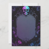 Dark Purple Gothic light Floral Skull Handfasting Kaart (Achterkant)