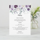 Dark Purple, Lavender, White Wedding Menu Kaart (Staand voorkant)