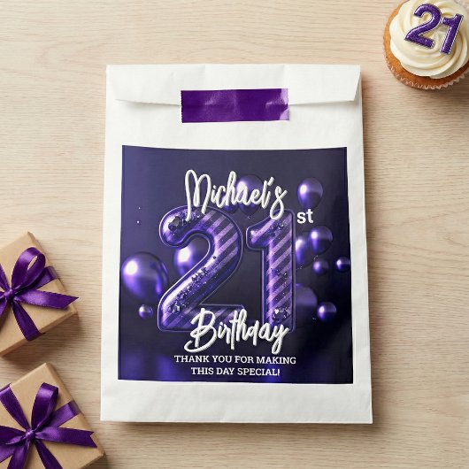 Dark Purple Metallic Balloons 21st Birthday Party Bedankzakje