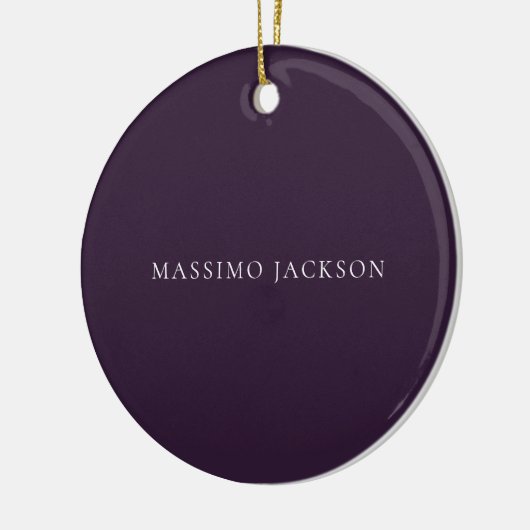 Dark Purple Minimalist Plain Modern  Keramisch Ornament (Links)