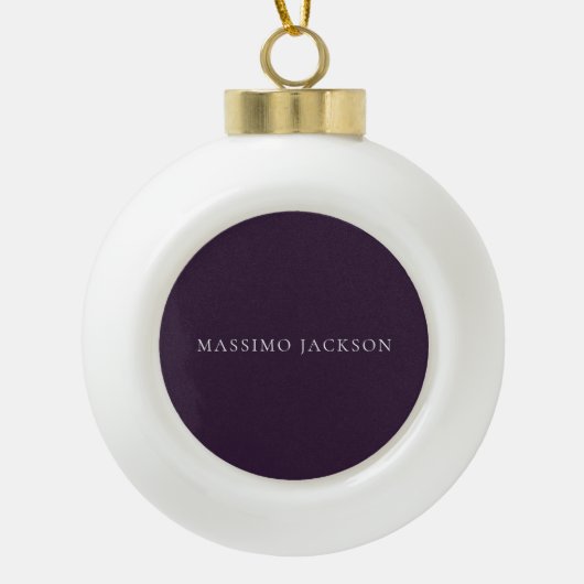Dark Purple Minimalist Plain Modern Keramische Bal Ornament (Voorkant)