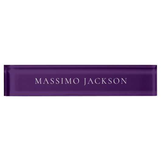 Dark Purple Minimalist Plain Modern  Naambordje (Voorkant)