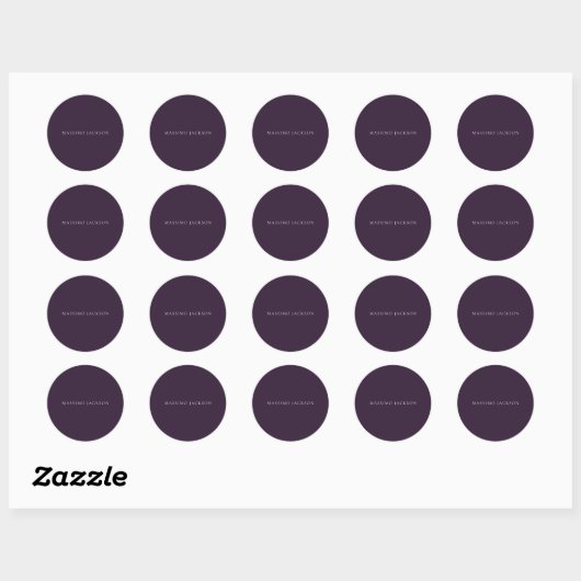 Dark Purple Minimalist Plain Modern  Ronde Sticker (Vel)
