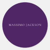 Dark Purple Minimalist Plain Modern Ronde Sticker (Voorkant)