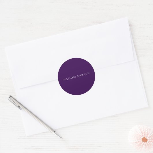 Dark Purple Minimalist Plain Modern Ronde Sticker (Envelop)