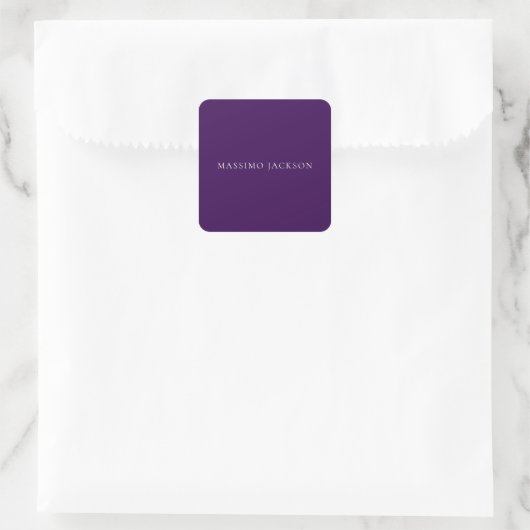 Dark Purple Minimalist Plain Modern Vierkante Sticker (Tas)