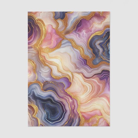 Dark Purple Pink Gold Marble Tissuepapier (Voorkant)