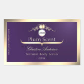 Dark Purple Product Label Gold Frame Logo Monogram (Voorkant)