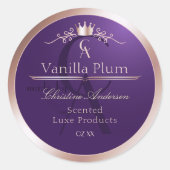 Dark Purple Product Label Rose Gold Frame Monogram (Voorkant)