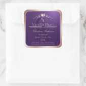 Dark Purple Product Label Rose Gold Frame Monogram (Tas)