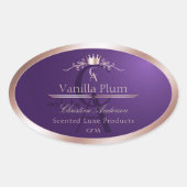 Dark Purple Product Label Rose Gold Frame Monogram (Voorkant)
