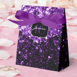 Dark Purple shiny glitter sparkles Sweet 16 Bedankdoosjes