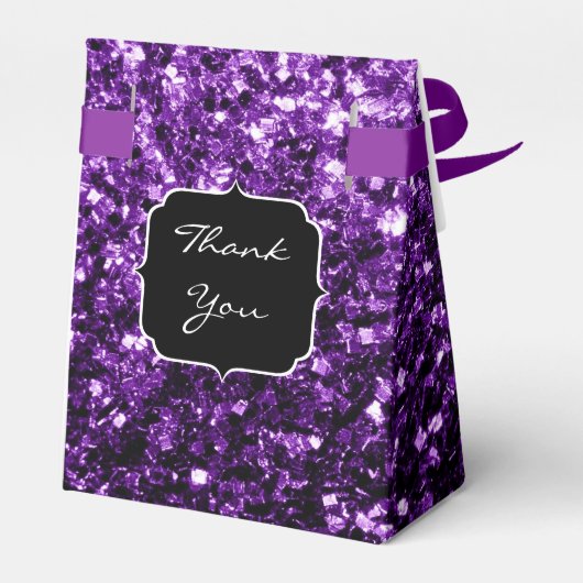 Dark Purple shiny glitter sparkles Sweet 16 Bedankdoosjes (Achterkant)