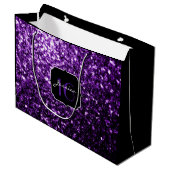Dark Purple shiny glitter sparkles Sweet 16 Groot Cadeauzakje (Voorkant Gekanteld)