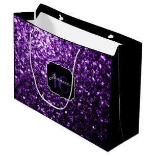 Dark Purple shiny glitter sparkles Sweet 16 Groot Cadeauzakje
