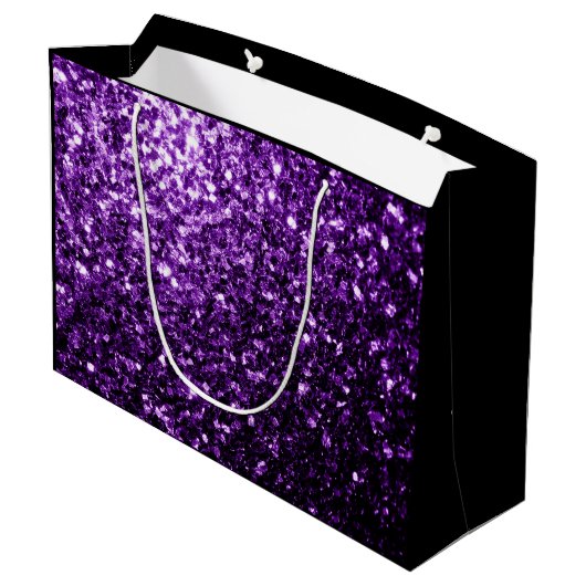 Dark Purple shiny glitter sparkles Sweet 16 Groot Cadeauzakje (Achterkant Gekanteld)