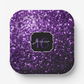 Dark Purple shiny glitter sparkles Sweet 16 Papieren Bordje (Voorkant)