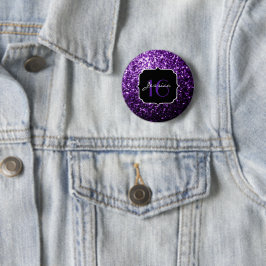 Dark Purple shiny glitter sparkles Sweet 16 Ronde Button 5,7 Cm