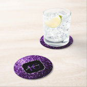 Dark Purple shiny glitter sparkles Sweet 16 Ronde Kartonnen Onderzetter (Insitu)