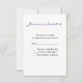Dark Purple shiny glitter sparkles Sweet 16 RSVP Kaartje (Achterkant)