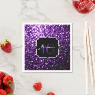 Dark Purple shiny glitter sparkles Sweet 16 Servet