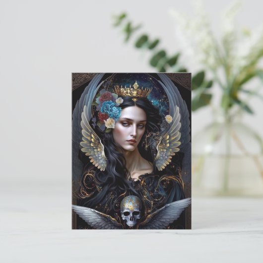 Dark Queen Angel Fantasy Art Briefkaart (Staand voorkant)