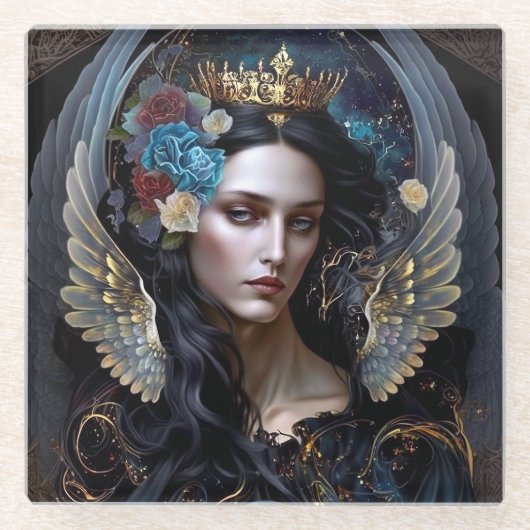 Dark Queen Angel Fantasy Art Glazen Onderzetter (Voorkant)