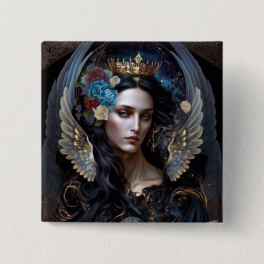 Dark Queen Angel Fantasy Art Vierkante Button 5,1 Cm (Voorkant)