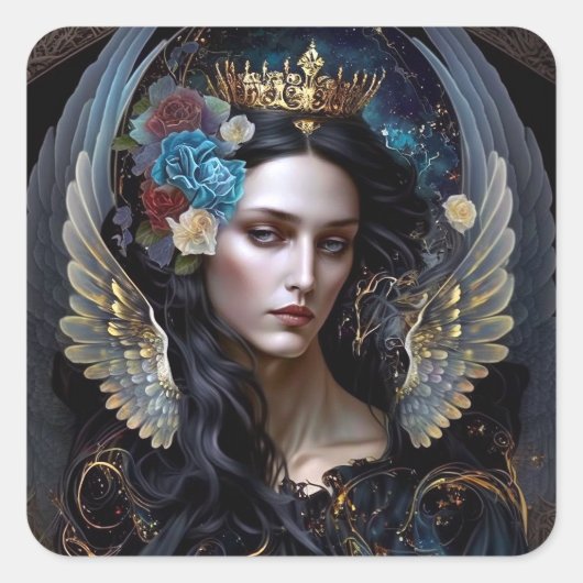 Dark Queen Angel Fantasy Art Vierkante Sticker (Voorkant)