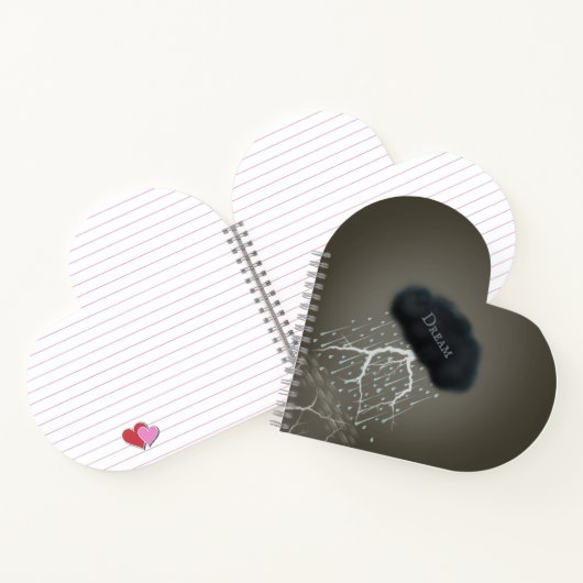 Dark Rain Cloud & Lightning Persoonlijk hart Notitieboek (Binnen)