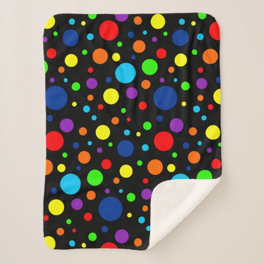 Dark Rainbow Spots Sherpa Blanket Deken (Voorkant)