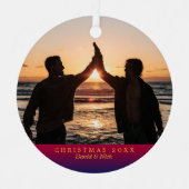 Dark Rainbow Yuletide Personalized Holiday Foto Metalen Ornament (Voorkant)