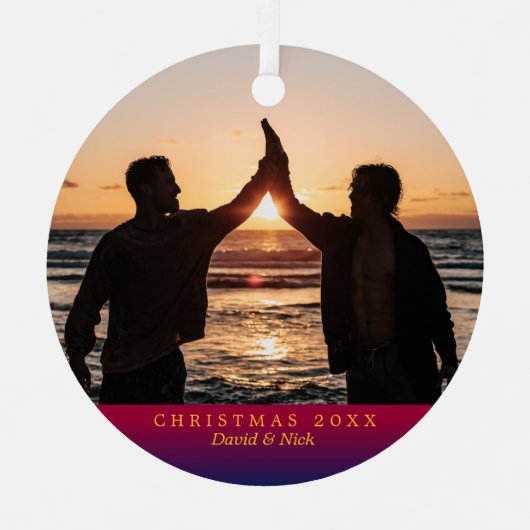 Dark Rainbow Yuletide Personalized Holiday Foto Metalen Ornament (Voorkant)