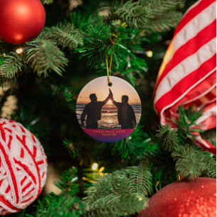 Dark Rainbow Yuletide Personalized Holiday Foto Metalen Ornament