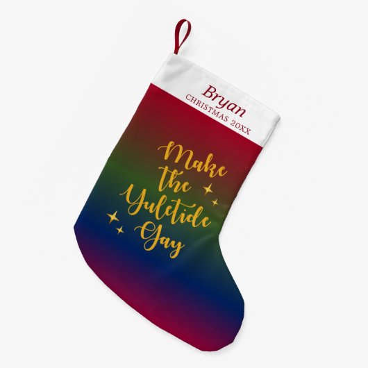 Dark Rainbow Yuletide Pride gepersonaliseerd Kleine Kerstsok (Voorkant (Hangend))