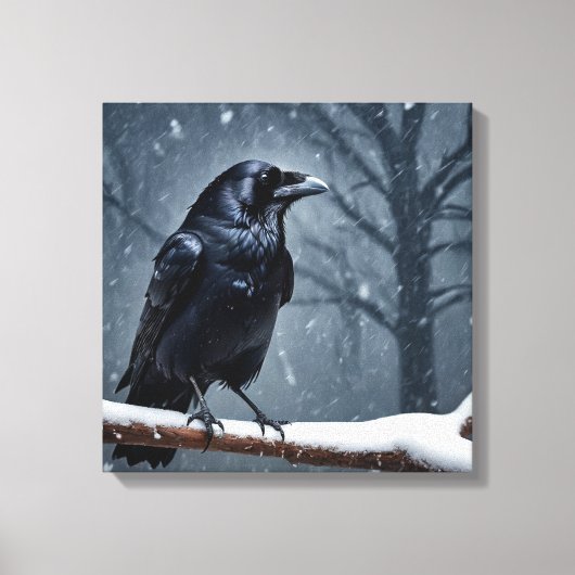 Dark Raven Black Bird Canvas Afdruk (Voorkant)