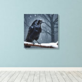 Dark Raven Black Bird Canvas Afdruk (Insitu (Houten vloer))