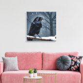 Dark Raven Black Bird Canvas Afdruk (Insitu (Woonkamer))