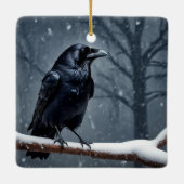 Dark Raven Black Bird Keramisch Ornament (Achterkant)