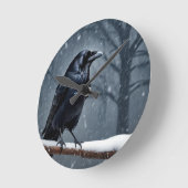 Dark Raven Black Bird Ronde Klok (Hoek)