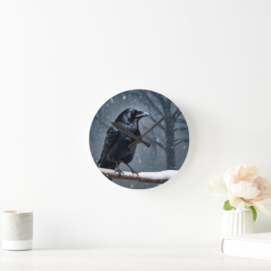 Dark Raven Black Bird Ronde Klok (Huis)