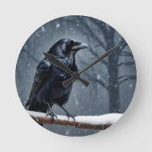 Dark Raven Black Bird Ronde Klok (Voorkant)